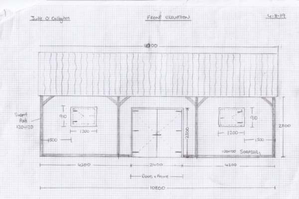 Front elevation of timber stable